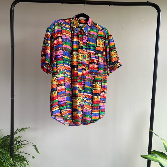 Vintage | Tops | Vintage Multicolor Button Up | Poshmark